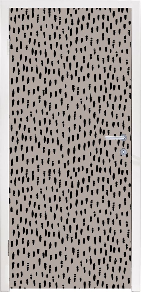 MuchoWow Türtapete Selbstklebende Türfolie Polka dots - Braun - Schwarz 95x215 cm Türposter Türaufkleber Klebefolie Türklebefolie - Tür Tap...