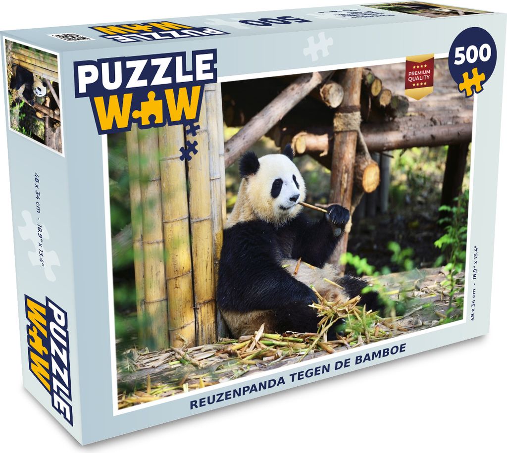 MuchoWow Puzzle 500 Teile Panda - Holz - Bambus - 500 Teile - Kinder - Selberbauen - Puzzlespiele