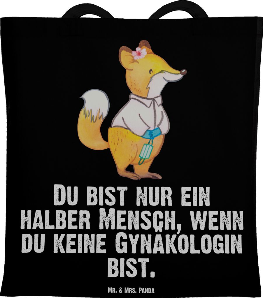 Mr. & Mrs. Panda Tote Bag Gynäkologin Herz - Schwarz - Geschenk, dokumententasche, Spruch, Shopping Tasche, Witzig, Lustig, Laptoptasche, Frauenar...