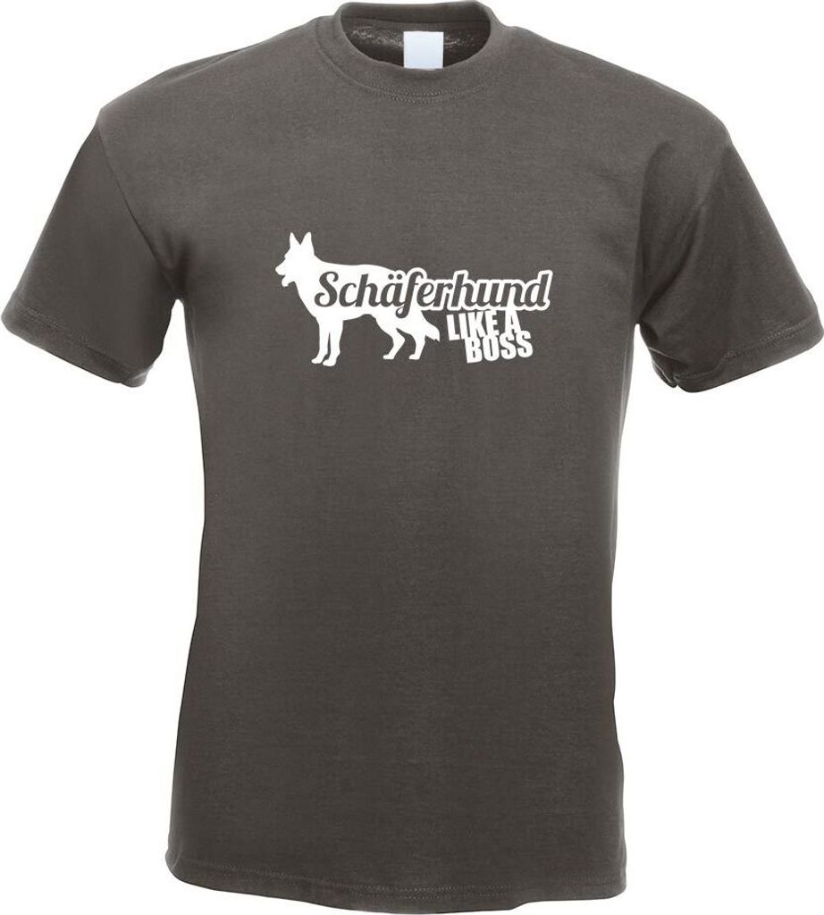 Kiwistar - T-Shirt - Graphit - Schäferhund Like a Boss Dog Herren Funshirt Bedruckt Design Sprüche Spruch Motive - mit Motiv Bedruckt - Funshirt ...