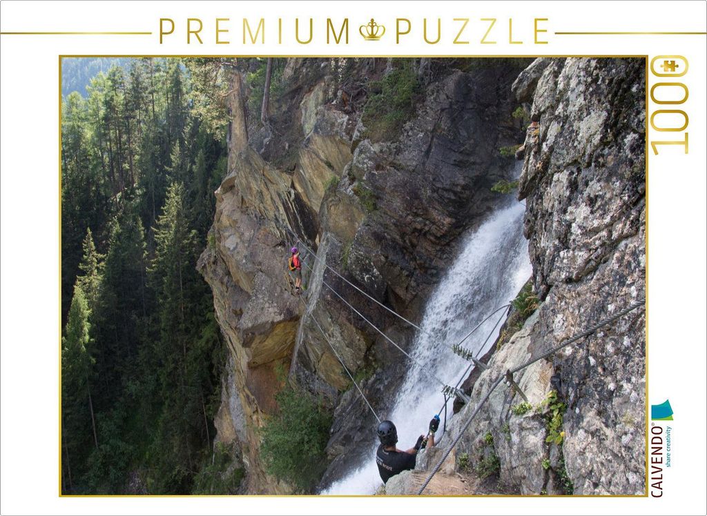 CALVENDO Puzzle AT-Ötztal, Klettersteig Lehner Wasserfall | 1000 Teile Lege-Größe 64x48cm Foto-Puzzle für glückliche Stunden