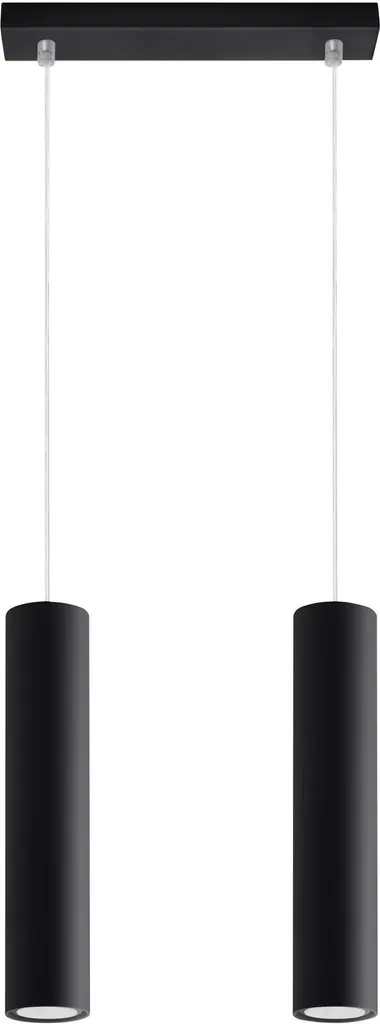 Lampada a sospensione LAGOS 2 nero 2xGU10 10W acciaio 90x6x30cm Sollux Lighting