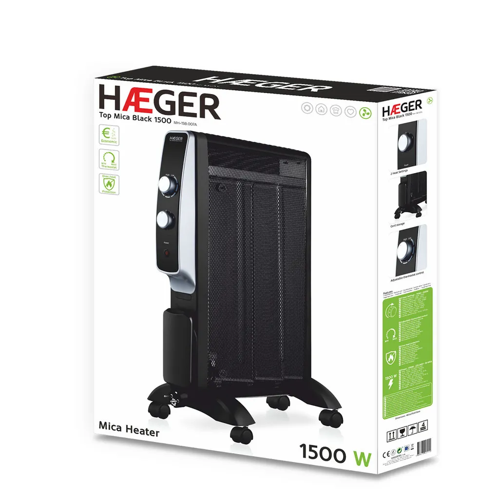 Chauffage électrique 1500W Haeger MH-15B contre le froid en intérieur