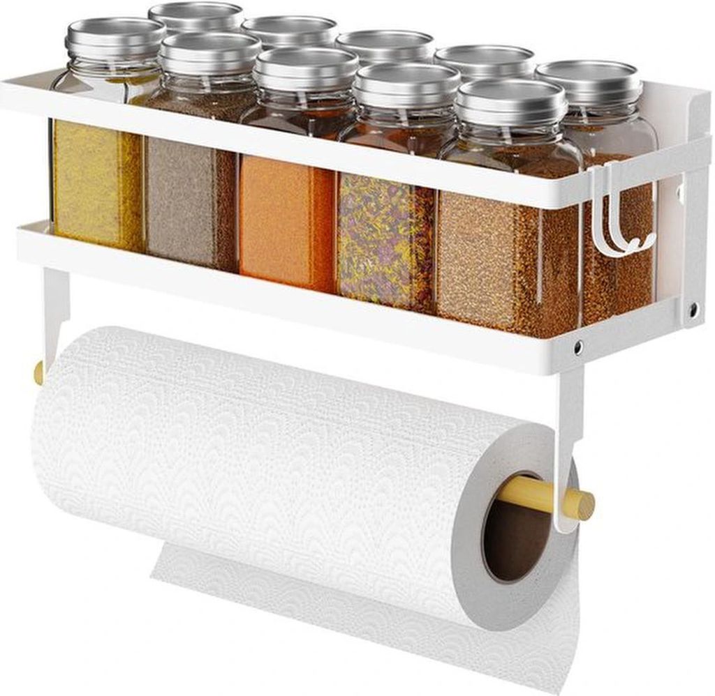 Unyqoos Magnetisches Kräuterregal mit Handtuchhalter, klappbar für optimale Küchenorganisation, 30 x 10 x 11 cm