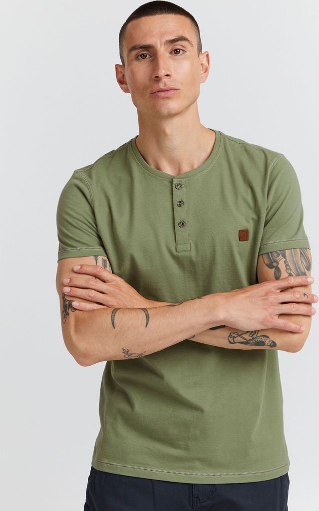 11 Project PRBono Herren T-Shirt Kurzarm Shirt mit Grandad-Ausschnitt aus 100% Baumwolle