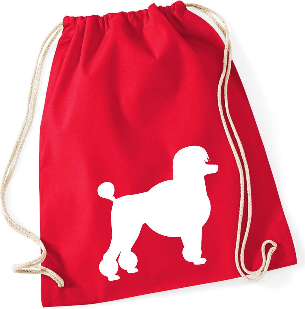 Huuraa Turnbeutel Pudel Silhouette 12 Liter Classic Red Baumwolle Rucksack Geschenkidee