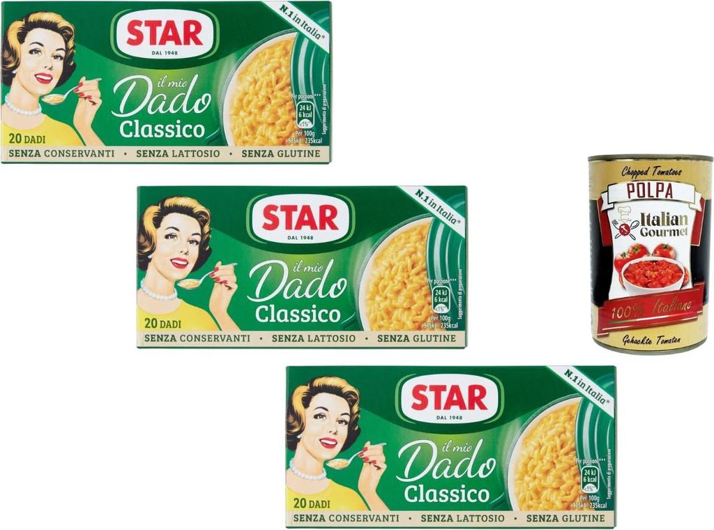 Star Il Mio Dado Classico Brühwürfel 3x200g (60 Würfel) glutenfrei laktosefrei ohne Konservierungsstoffe italienische Gemüsebouillon Suppe Sauc...