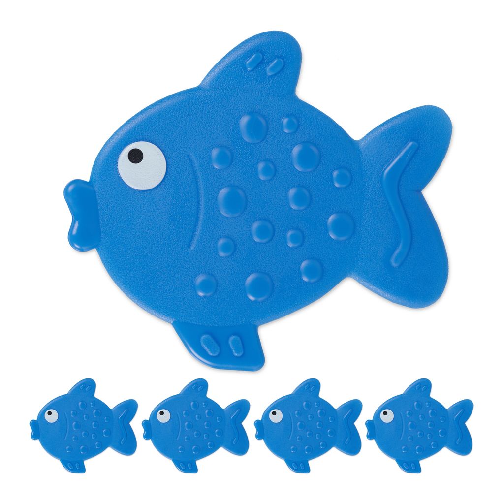 Antirutschaufkleber - Set von 5 - Fisch - Bad - Dusche - Kinder - Blau