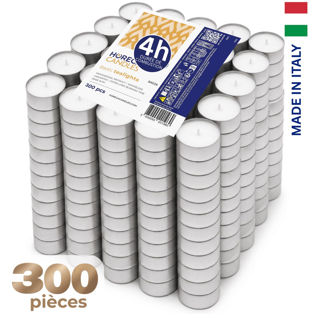 HORECA CANDLES Bougies Chauffe-Plat 300 Pièces Blanches, Image du produit 