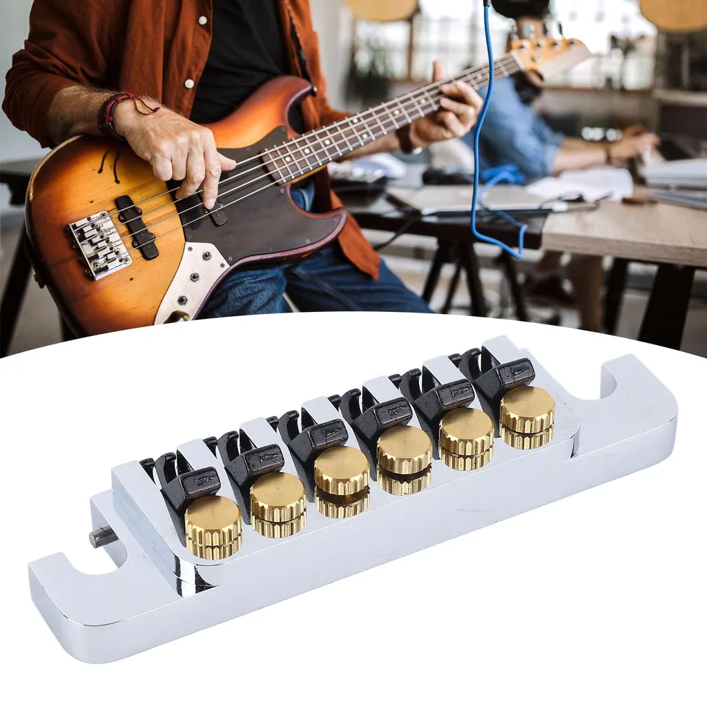 Chevalet à rouleaux avec 2 vis pour guitare électrique type LP chromé - 12