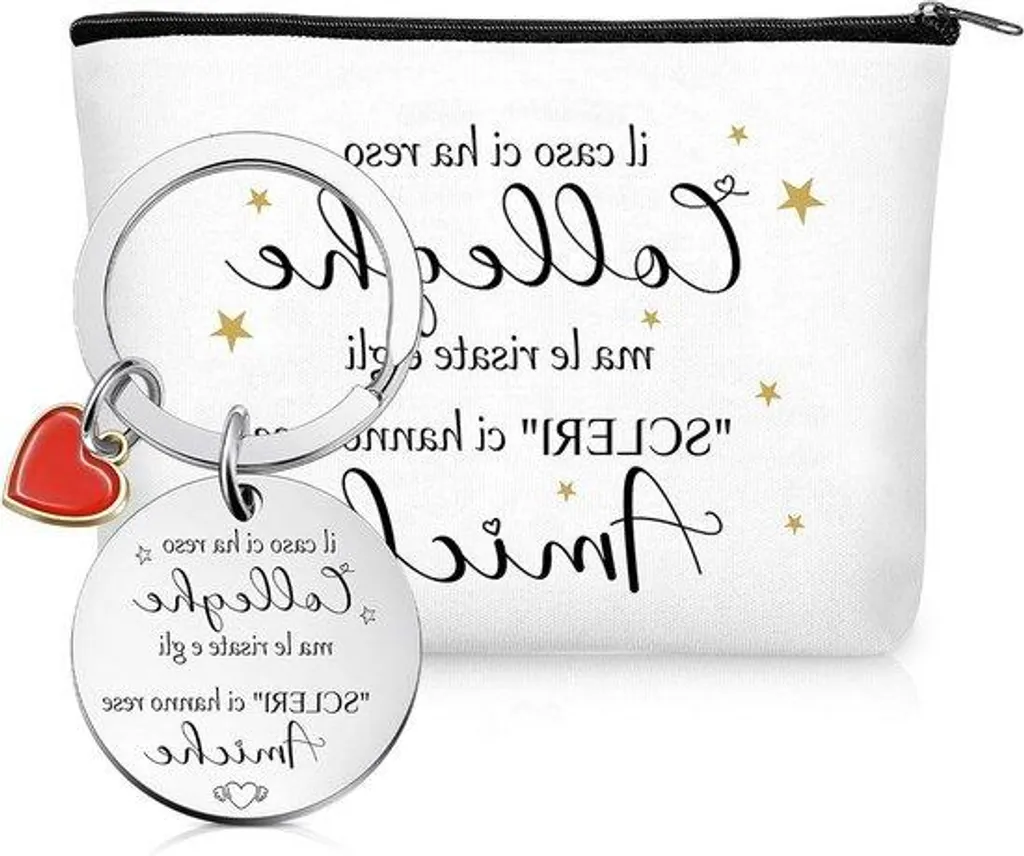 Porte-clés cadeau pour femme avec mini pochette maquillage cœur