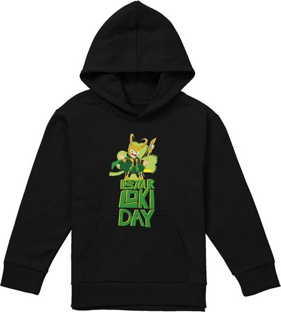 Loki - "Loki Day" Hoodie zum Überziehen für Kinder, St Patricks-Tag TV24133 (116) (Schwarz)