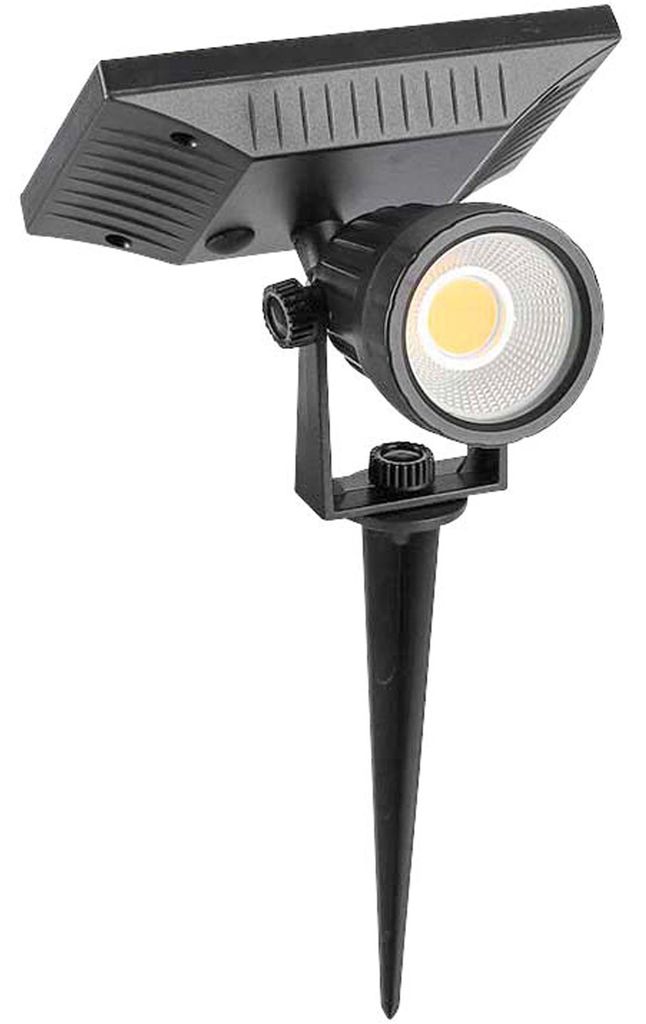 Zwarte solar-spike-lamp - IP65 - 2W - 40 lumen - 3000K Productafbeelding 