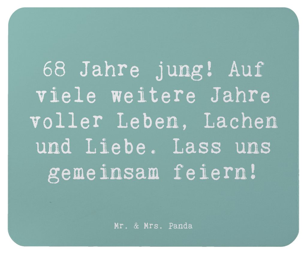 Mr. & Mrs. Panda Mauspad Spruch 68. Geburtstag Freude - Meeresbrise - Geschenk, handgefertigte Geschenke, Geburtstagsgeschenk, mousematte, laptop m...