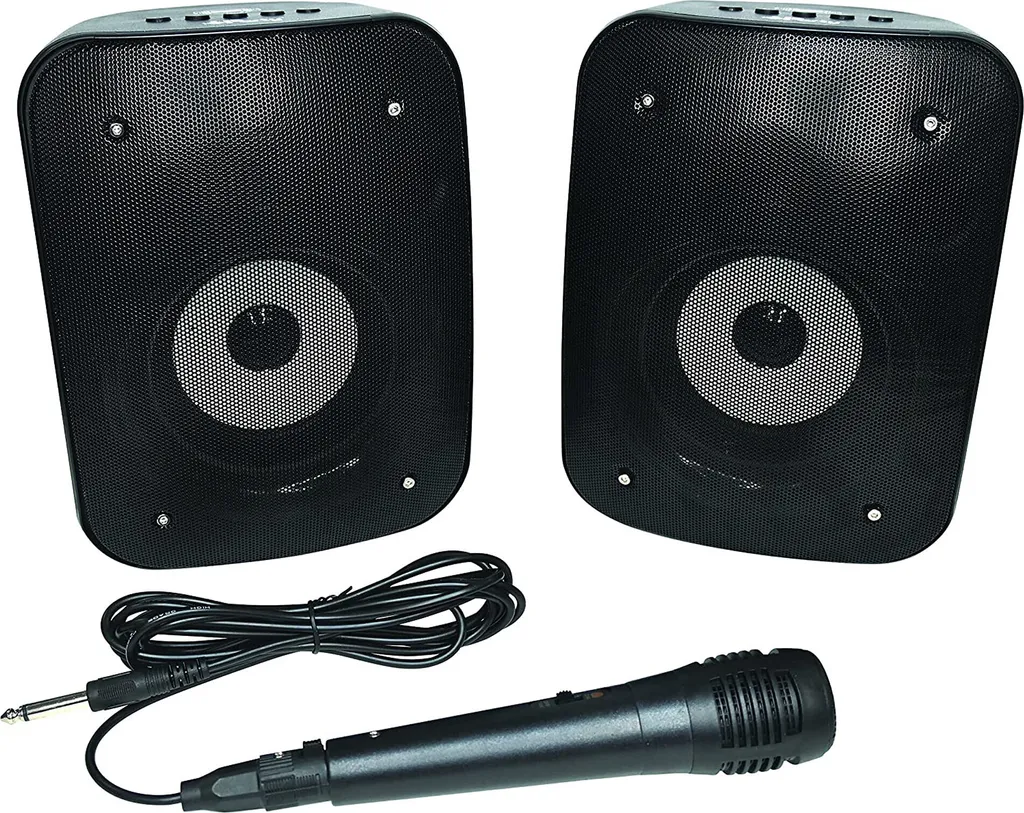 Enceinte Bluetooth portable Karaoké avec micro et effets lumineux LED