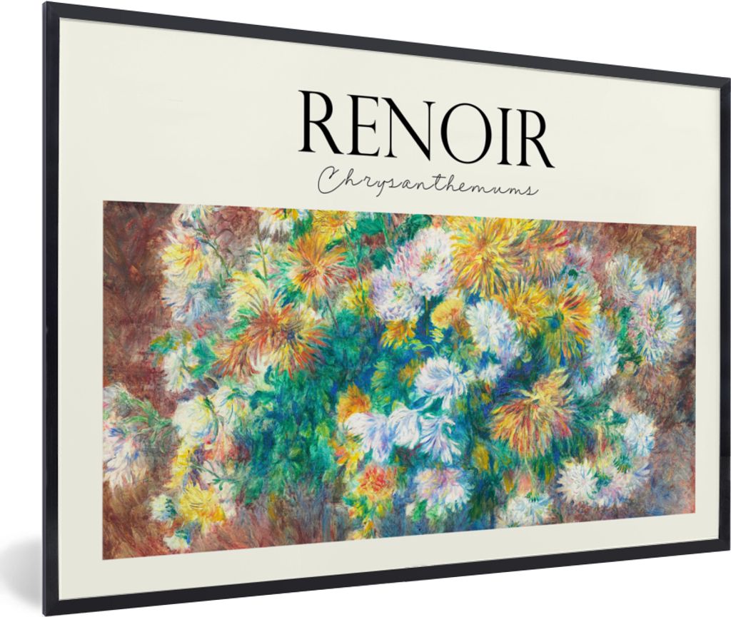 MuchoWow Gerahmtes Poster Gemälde - Renoir - Blumenstrauß 60x40 cm - Poster mit Schwarzem Bilderrahmen Wandposter Rahmen Foto Bilder - Printing...