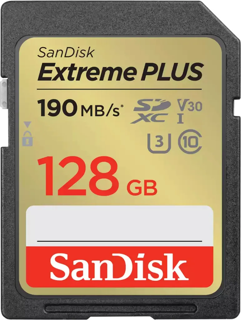 SanDisk Extreme PLUS SDXC 128 Go U3 V30, Carte Robuste et Rapide 4K