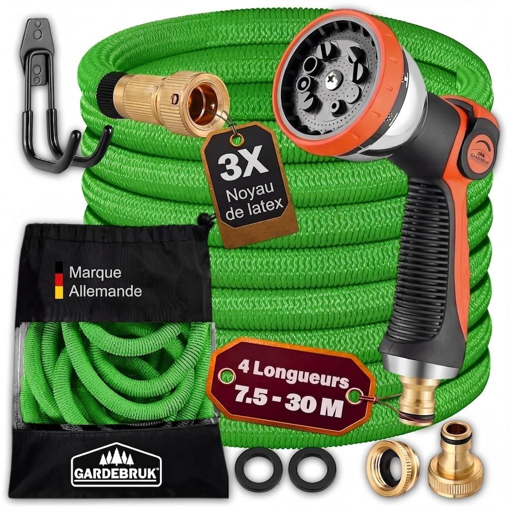 GARDEBRUK® Tuyau d’Arrosage Extensible 7,5 m Vert – Image du produit 