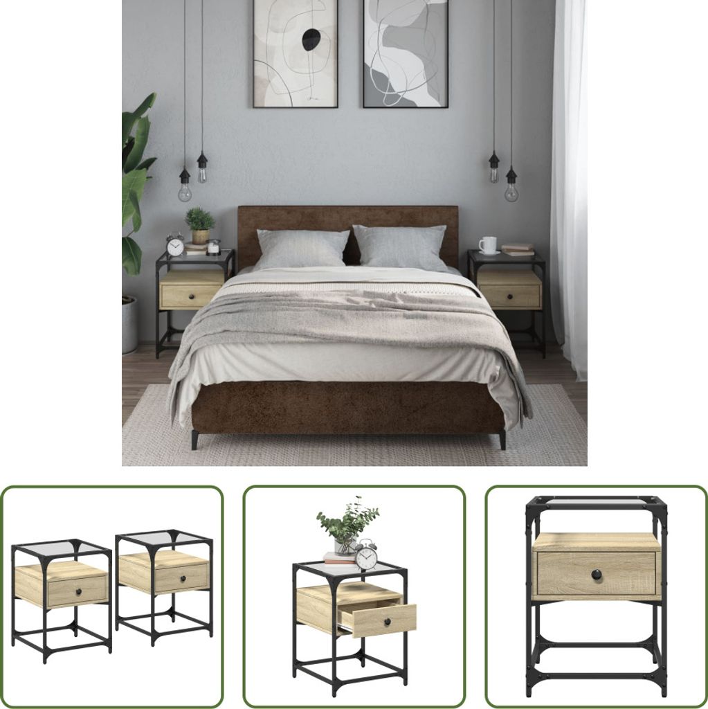 The Living Store Nachttische 2 Stk. Sonoma-Eiche 40x40x55 cm Holzwerkstoff