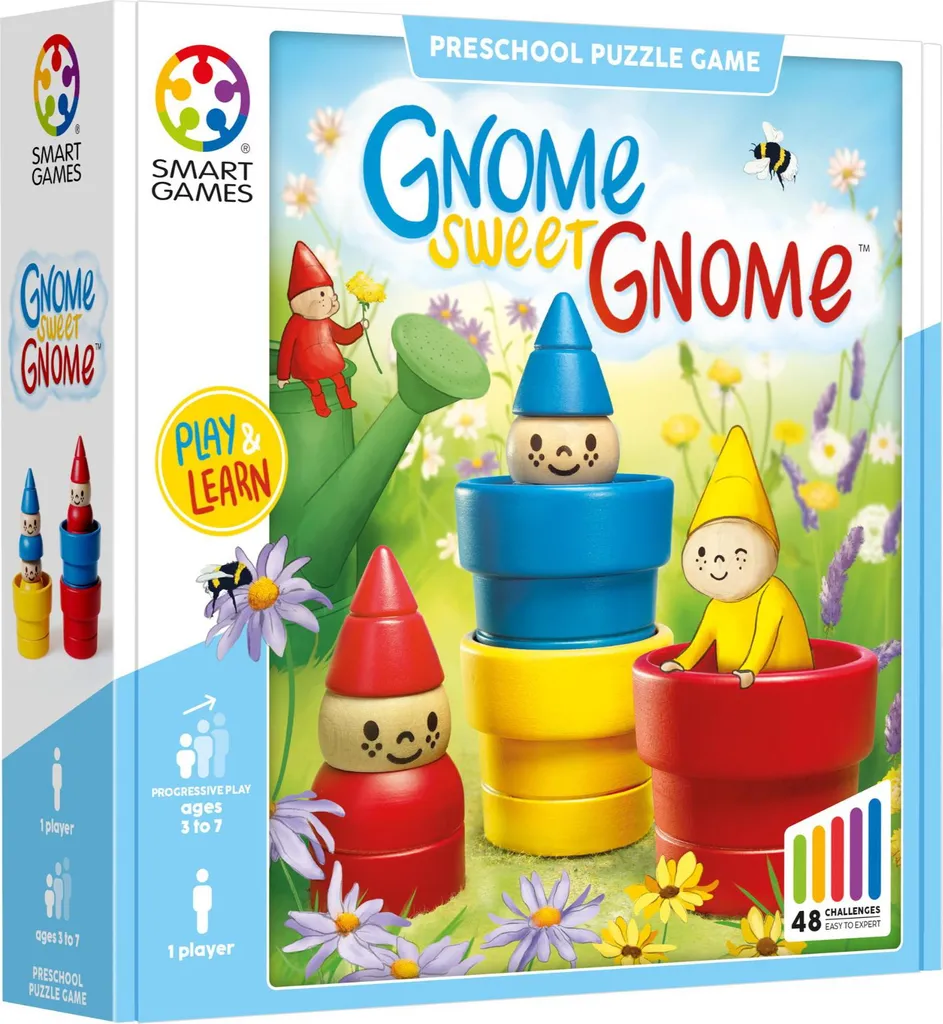 SmartGames Gnome Sweet Gnome Jeu en Bois Durable 48 Défis Évolutifs SGT