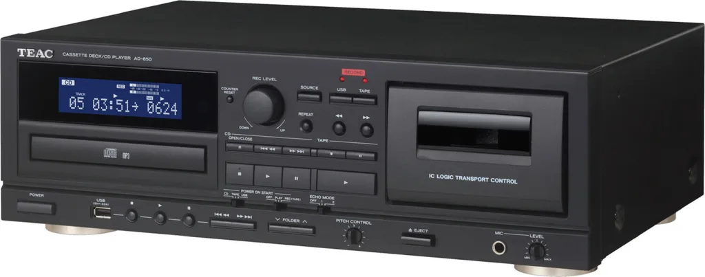 Solution de Numérisation Cassette Teac AD-850-SE Lecteur CD Noir USB