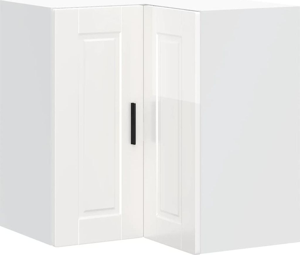 vidaXL Küchen-Eckhängeschrank Porto Hochglanz-Weiß Holzwerkstoff