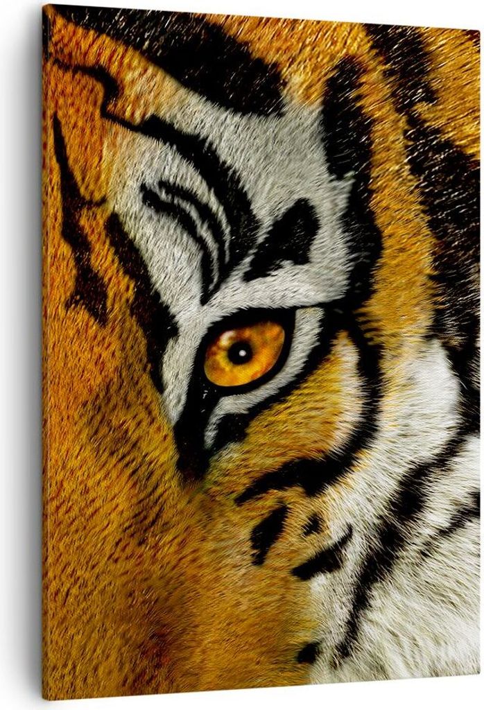 Bild auf Leinwand - Leinwandbild - Einteilig - Tiger Tiere Natur Safari - 50x70cm - Wand Bild - Wanddeko - Wandbilder - Leinwanddruck - Wanddekorat...