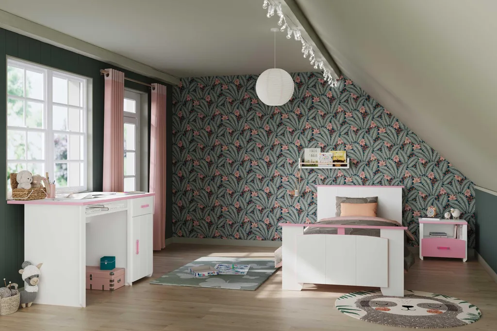 Lit enfant rose et blanc Biotiful 90x190 cm - Structure robuste et chic - 7