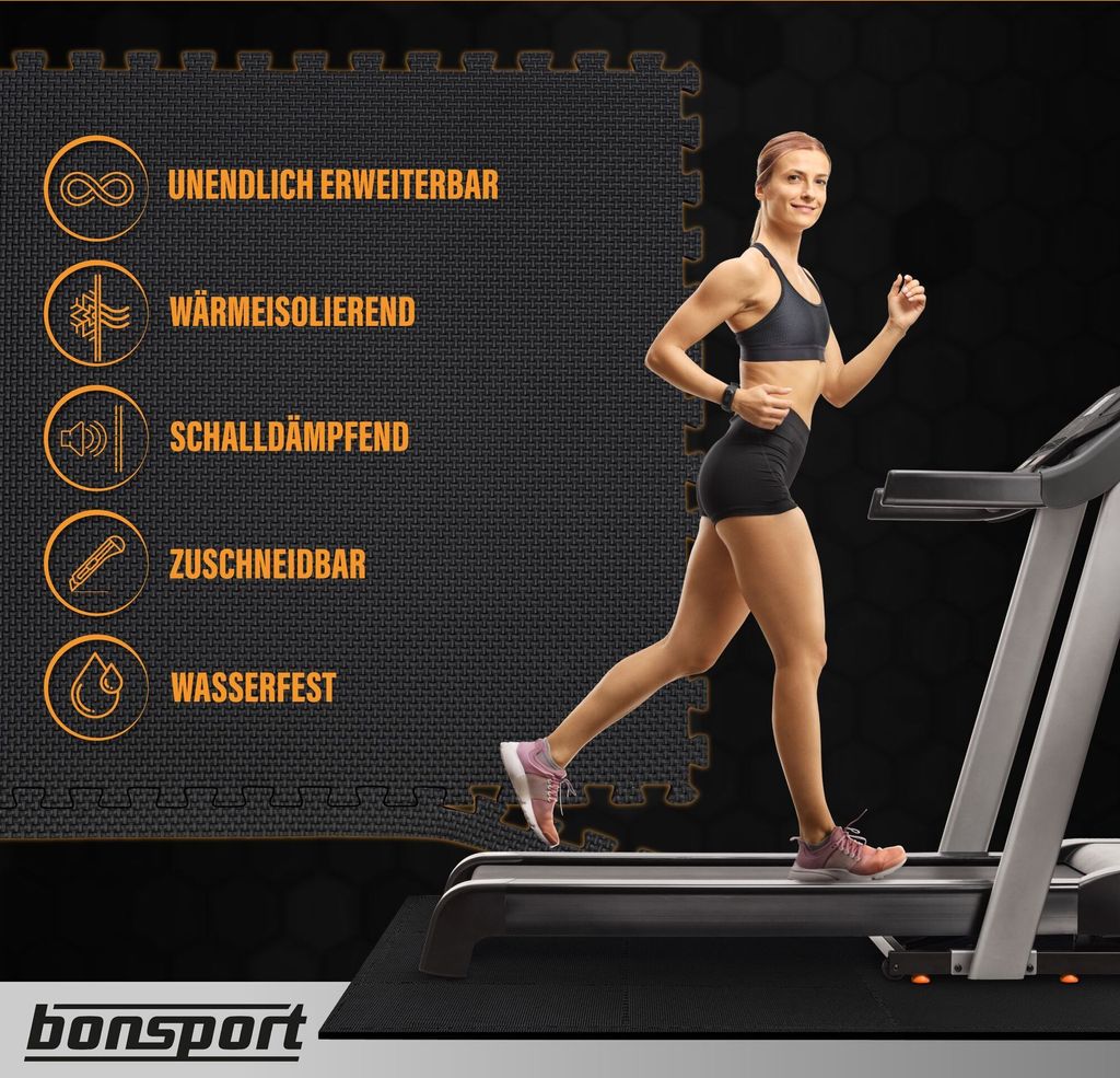 Bonsport 12-60 Stück Bodenschutzmatte Fitness 40×40 Cm