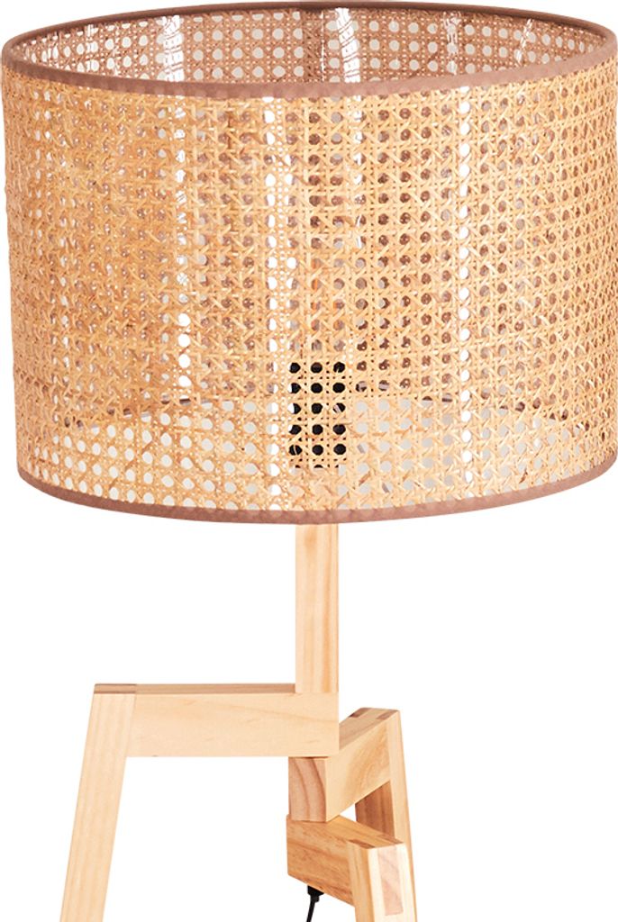 Varoni Stehlampe aus Holz/Wiener Gelecht/Rattan in Naturfarben