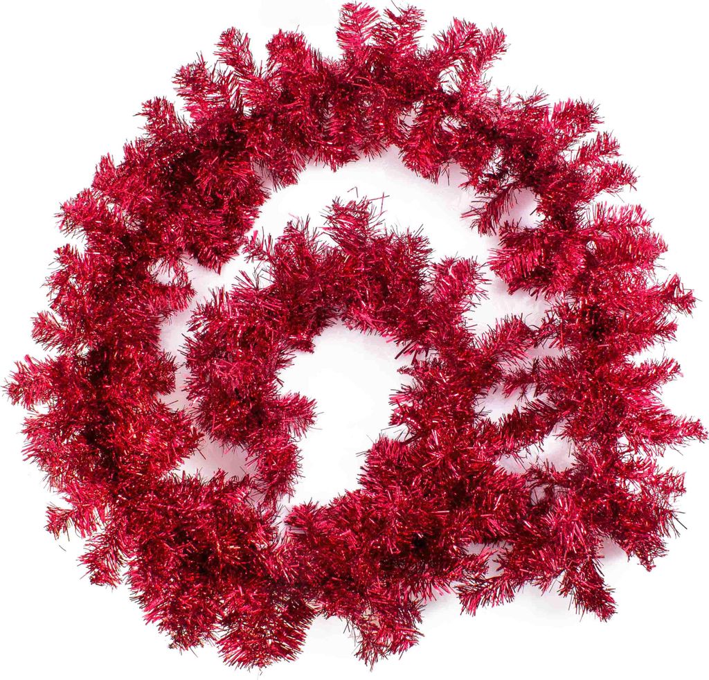 artplants.de Künstliche Edeltannengirlande, rot, 270cm, Ø 20cm - Weihnachtsdeko Tanne - Kunstpflanzen Girlande