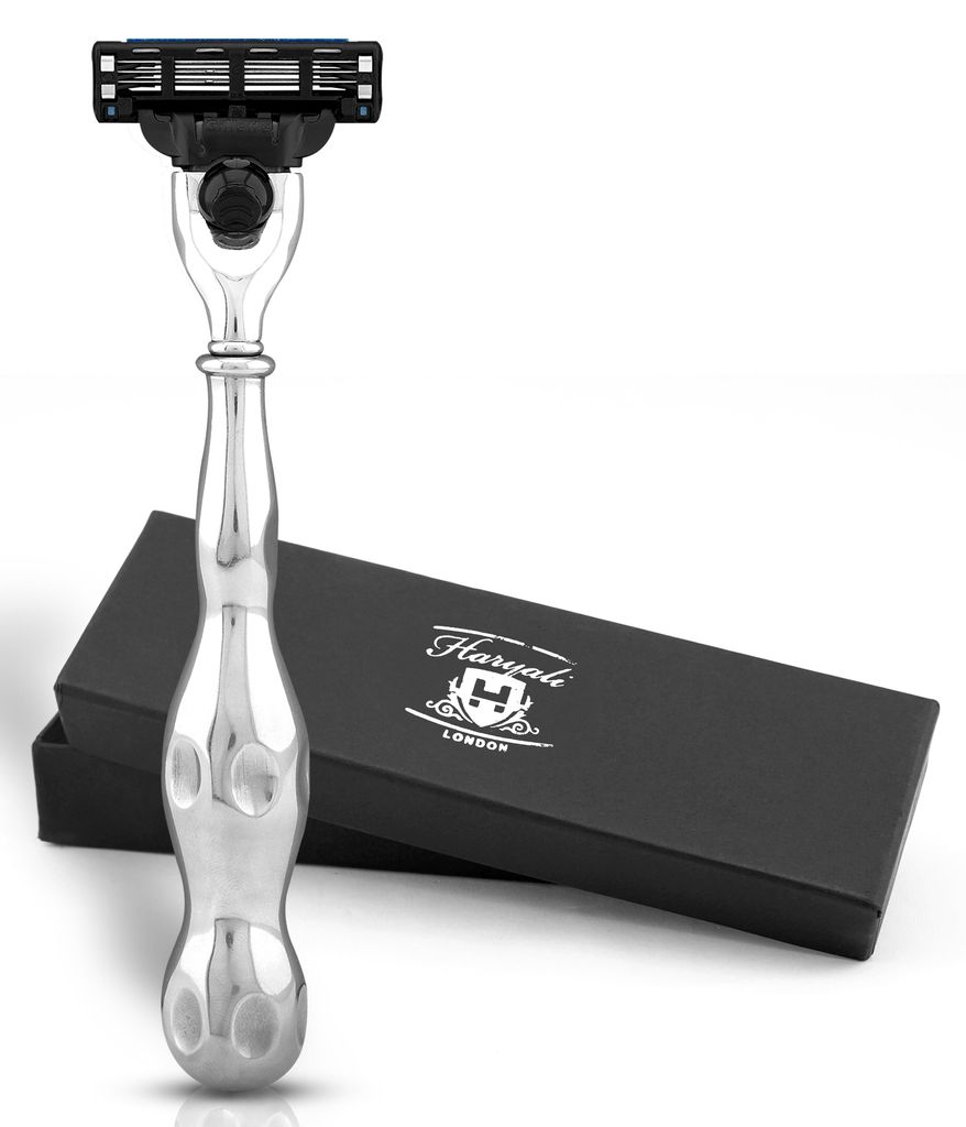 Nassrasierer 3-Klingen-Rasierer für Unisex, Edelstahl, ergonomischer Griff Pack, Abnehmbarer Systemrasierer mit Edelstahlgriff, Abwaschbarer