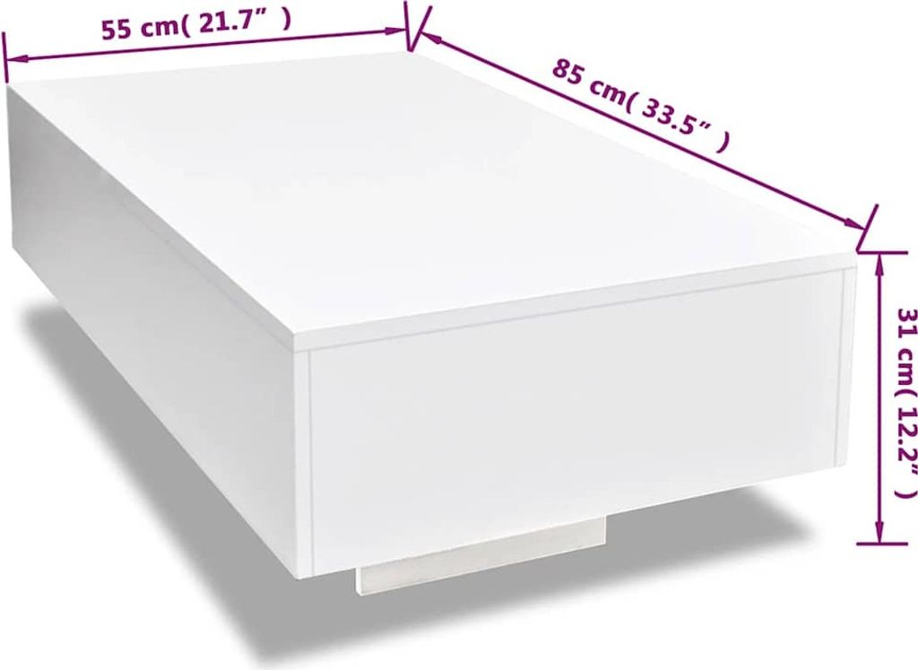 vidaXL Konferenčný stolík vysoký lesk biely Obrázok produktu 6