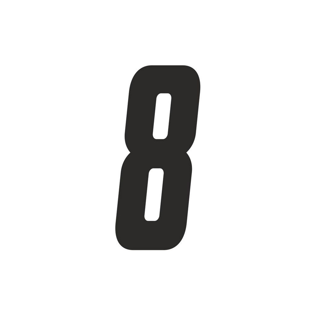Sticker Rennnummer für Moto Cross "8", schwarz 15 cm