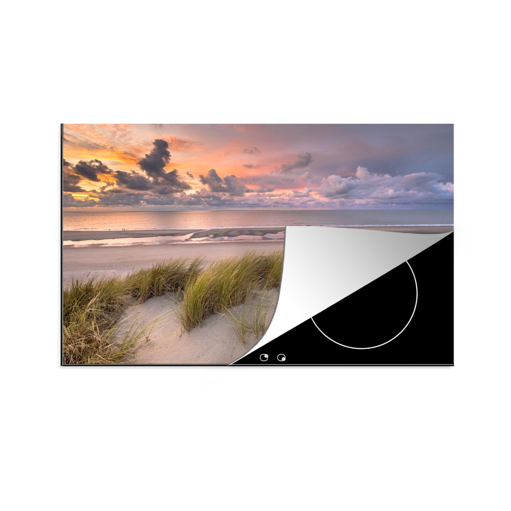KitchenYeah Herdabdeckplatte Sonnenuntergang - Düne - Strand - Pflanzen - Meer , 80x52cm, Küche Deko, Glaskeramikkochfeld Herdabdeckung, Abdeck...