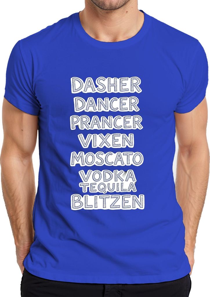 Dasher Dancer Prancer Vixen Moscato Vodka Geschenk Lustig Party Herren T-Shirt, Blau, 3XL