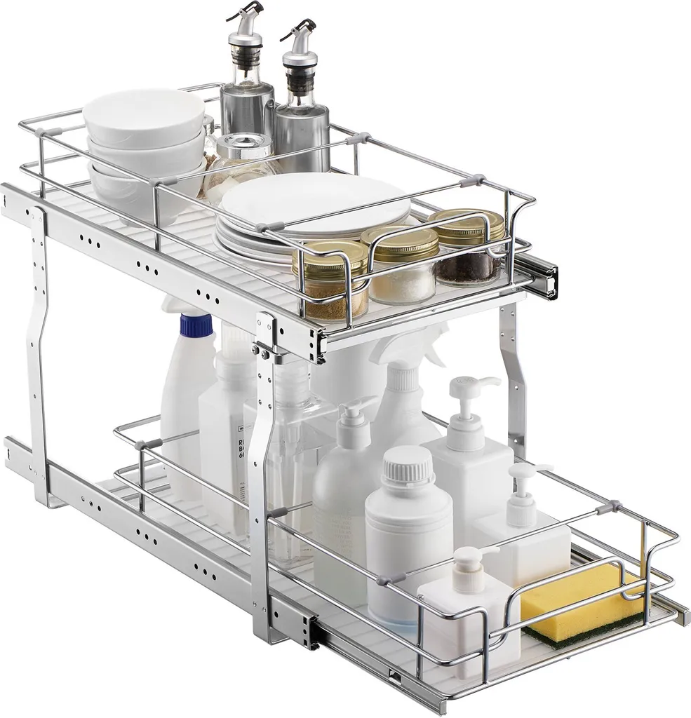 Organisateur de placard 2 niveaux en métal robuste avec hauteur ajustable