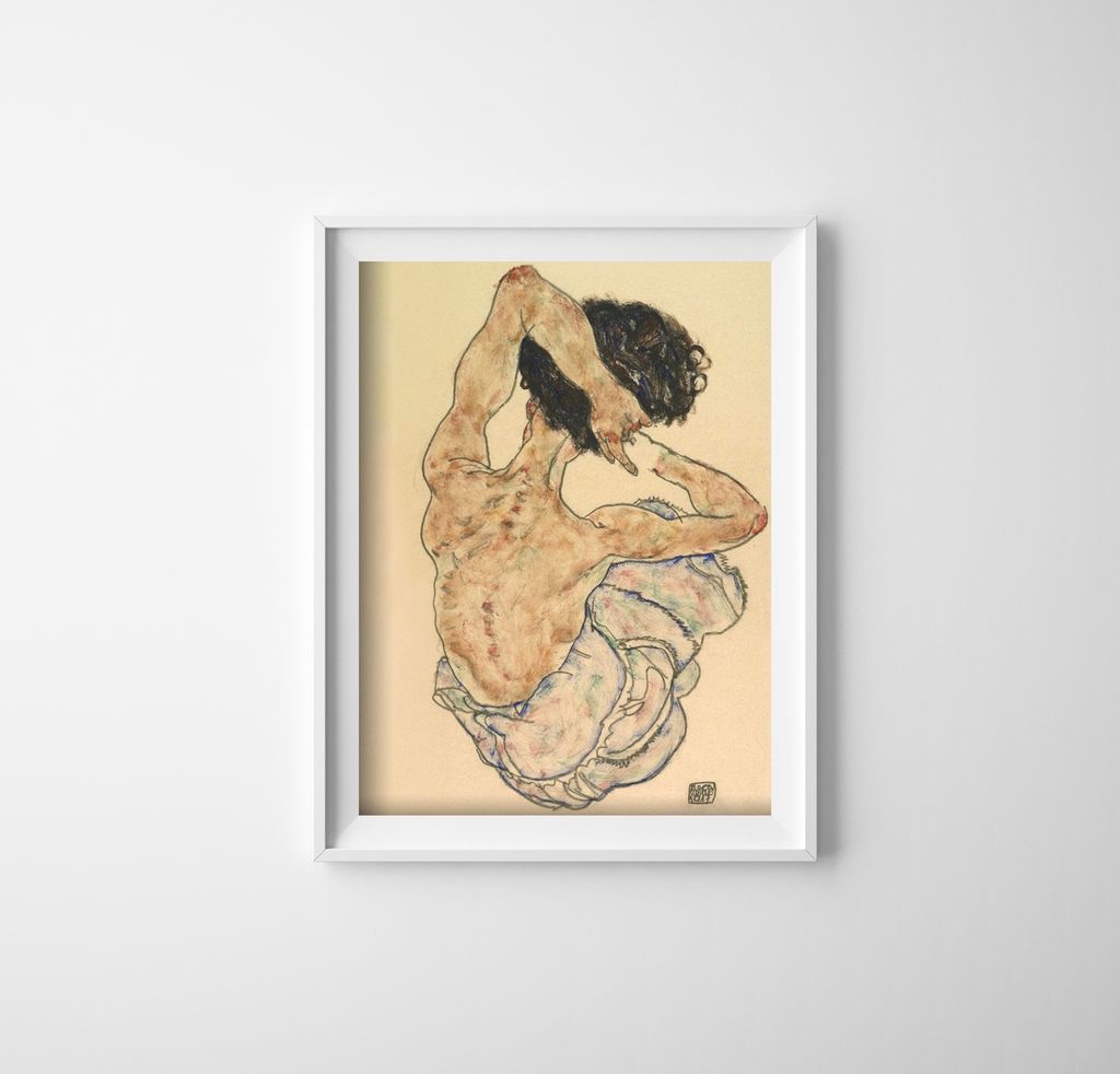 Poster - Canvas - Leinwand - 29,7 cm x 42 cm - Egon Schiele Sitzende Frau