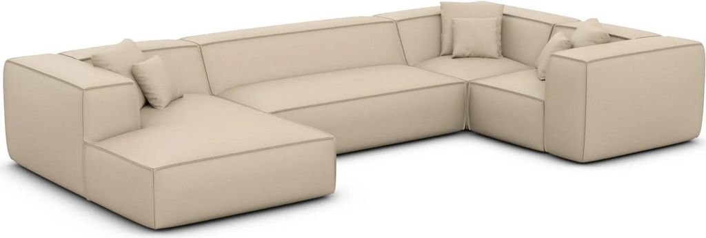 Kunstleder U-Form XL Wohnlandschaft Arelia Beige Links