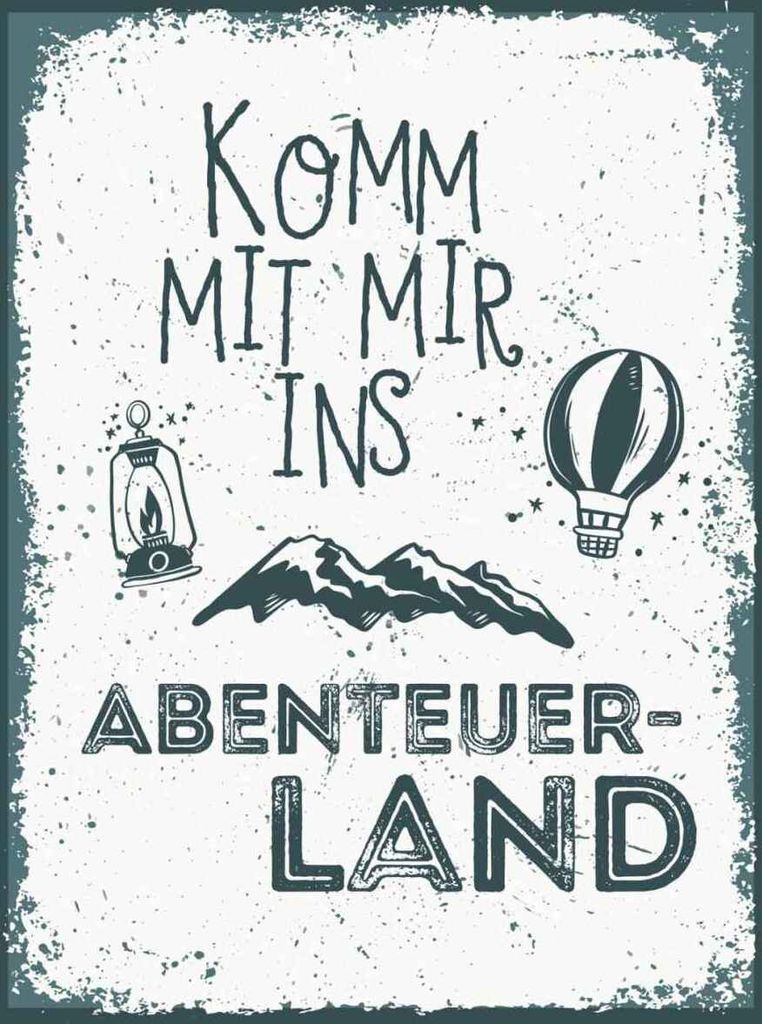 vianmo Holzschild 40x30 cm Komm mit mir ins Abenteuerland Abenteuer Reisen
