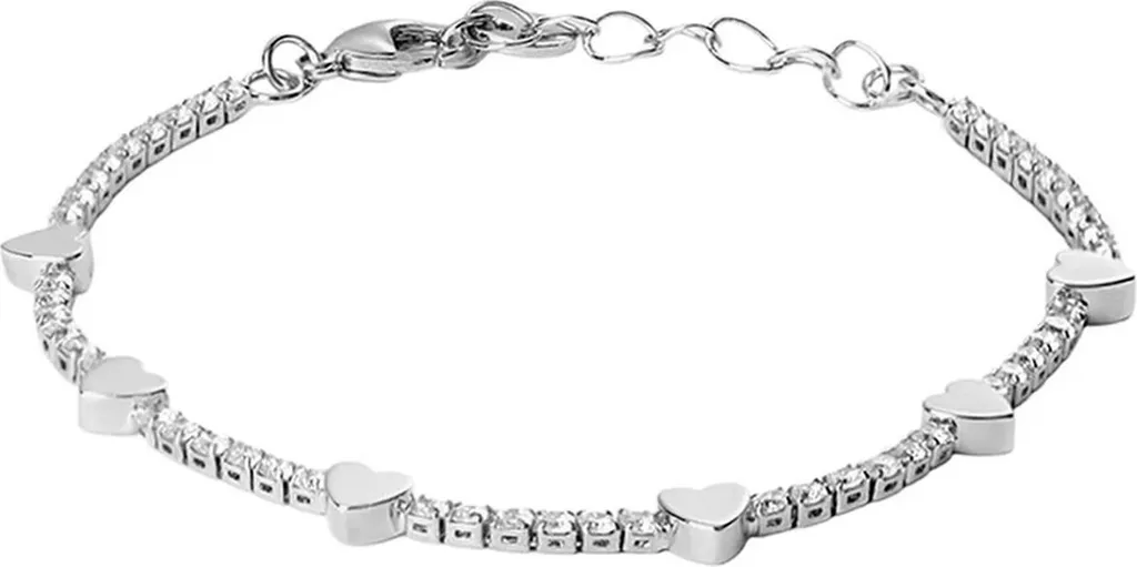 Bracciale Stroili Romantic Shine 1689003 - Tennis con Cuori e Cristalli