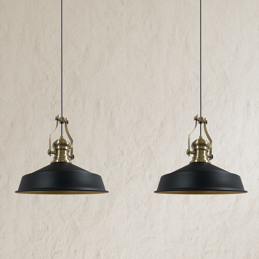 Asletl Pendelleuchte Esstisch Gelb 2 Flammig Metall 41cm, Hängelampe Esstisch Wohnzimmer, Hängelampe Industrial Vintage, Küchenlampe Vintage - S...