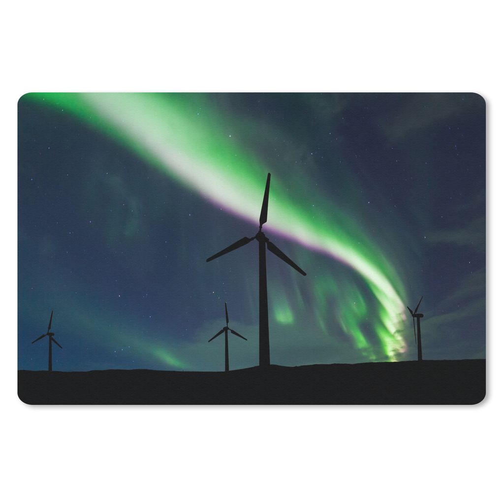 MuchoWow Mauspad Mousepad Nordlicht - Windrad - Violett 27x18 cm - Mousepads - Maus Mat - Pad - Mausunterlage - Büroartikel - Desk Matten