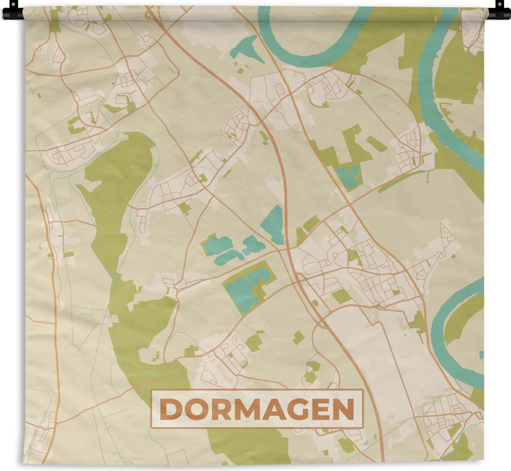 MuchoWow Wandteppich Wandbehang Dormagen - Karte - Vintage - Stadtplan 90x90 cm Tapisserie Dekoration Wandtuch - Wandaufhänger