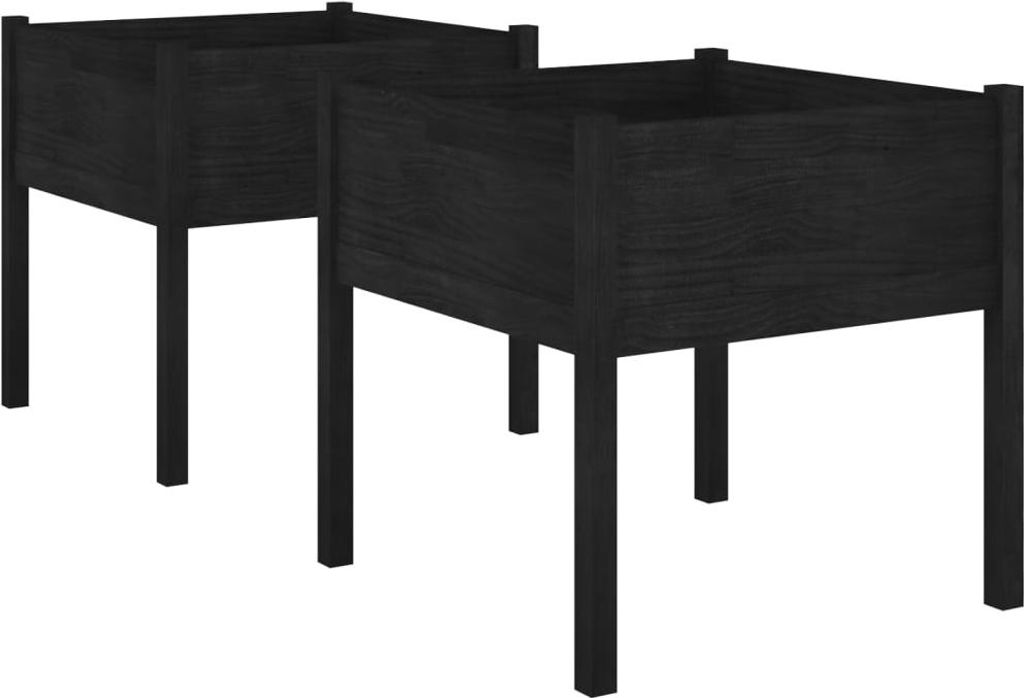vidaXL Pflanzkübel 2 Stk. Schwarz 70x70x70 cm Massivholz Kiefer