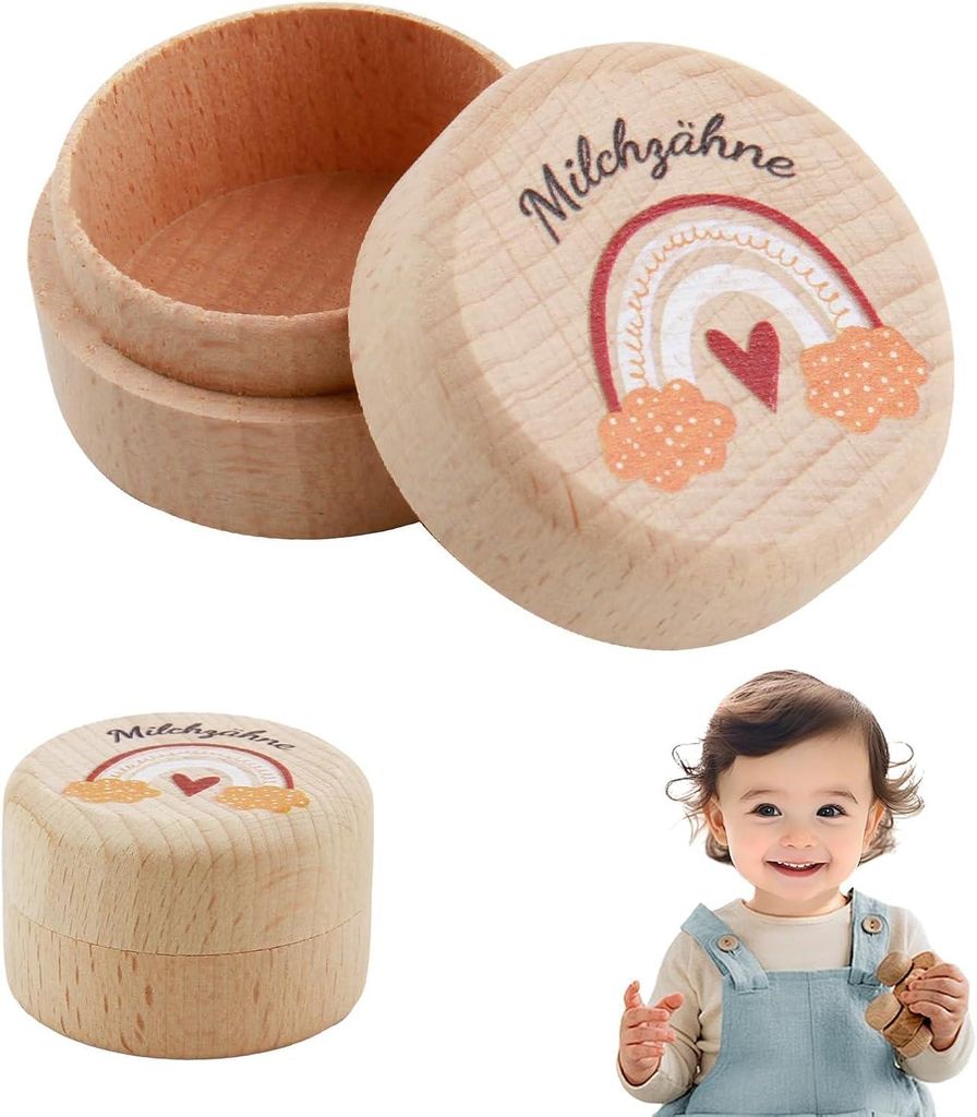 Zahnbox aus Holz für Babys, praktisch und ästhetisch ansprechend, Zahnbox für Jungen und Mädchen