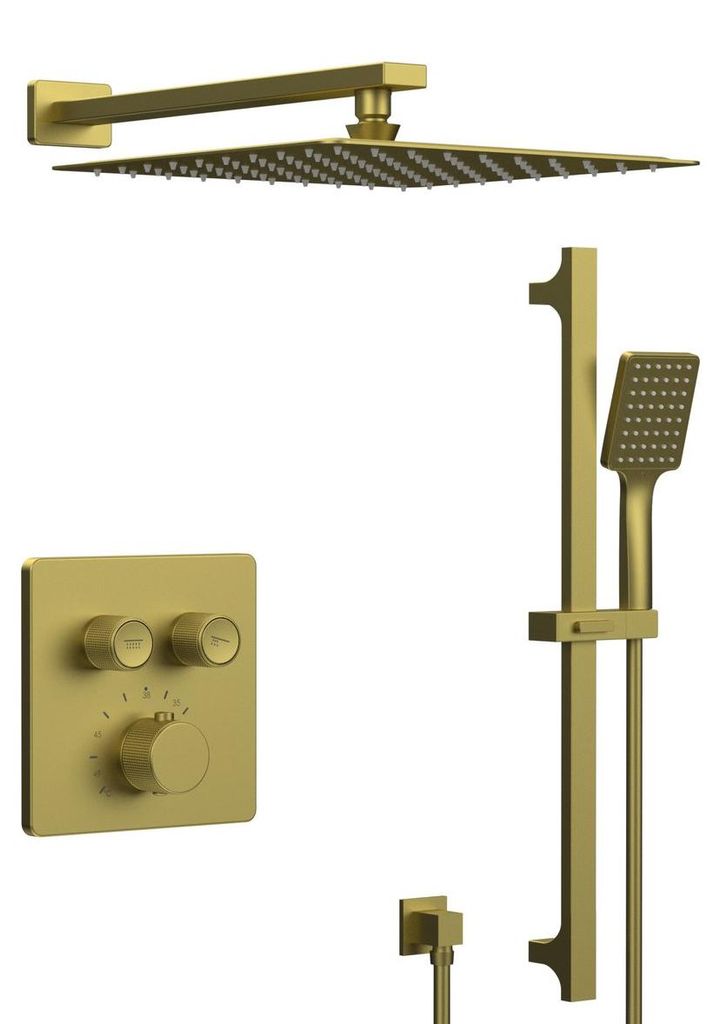 Sapho Smart Select Unterputz Thermostatisches-Duschset, 2 Wege, Halterung für Handbrause, Gold matt