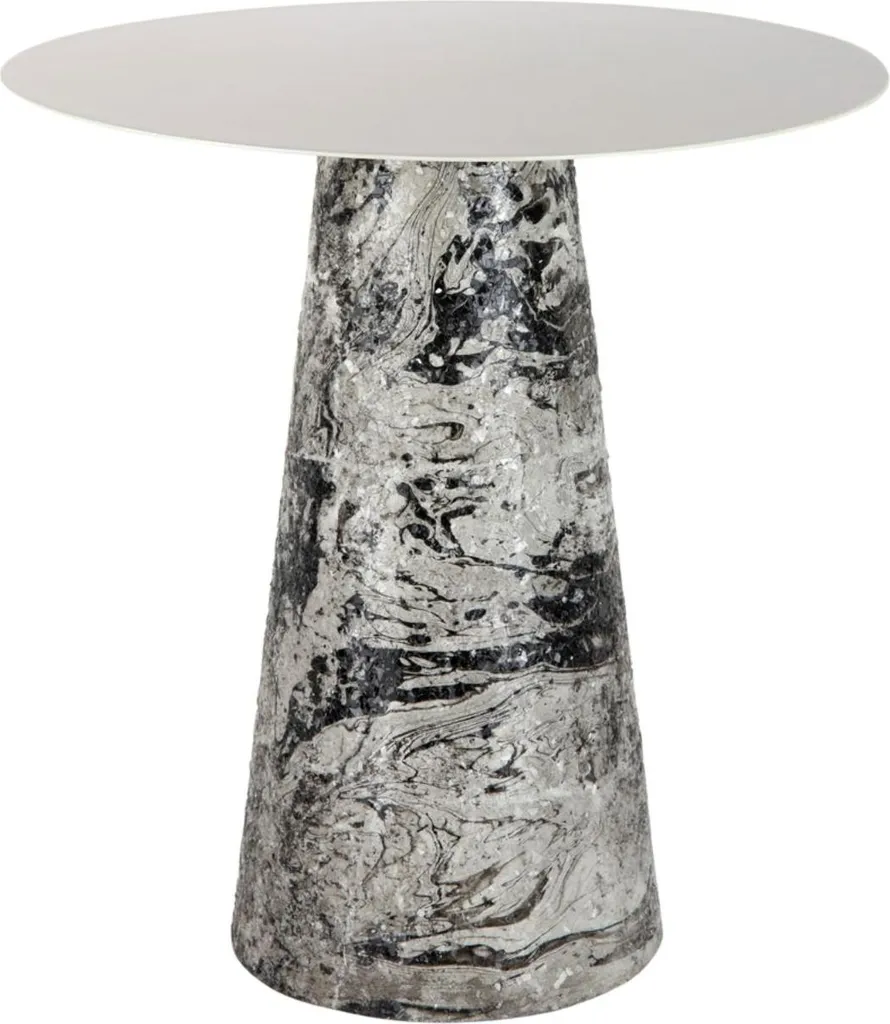 Leitmotiv Table d'appoint Mosaic Marble High Blanc en Métal 40x40x42cm
