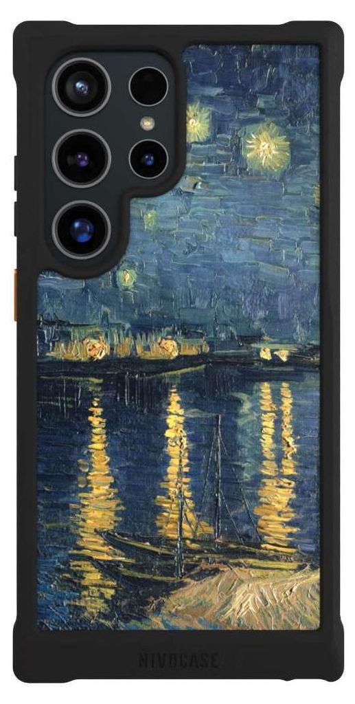 NIVOCASE Hülle für Samsung Galaxy S24 Ultra Stoßfeste Handyhülle NIVOmax Case Schwarz Kunst Malerei