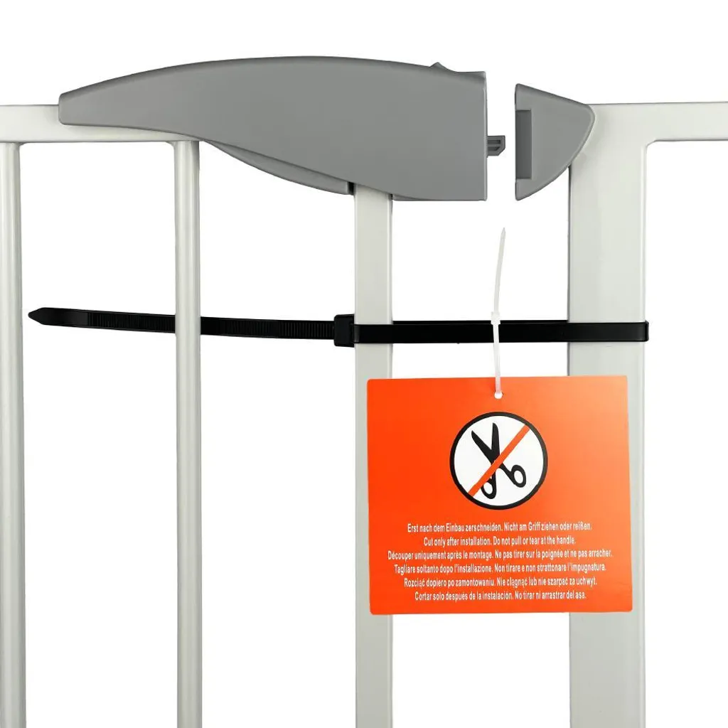 Barrière de sécurité blanche en métal pour escalier avec fixation pression